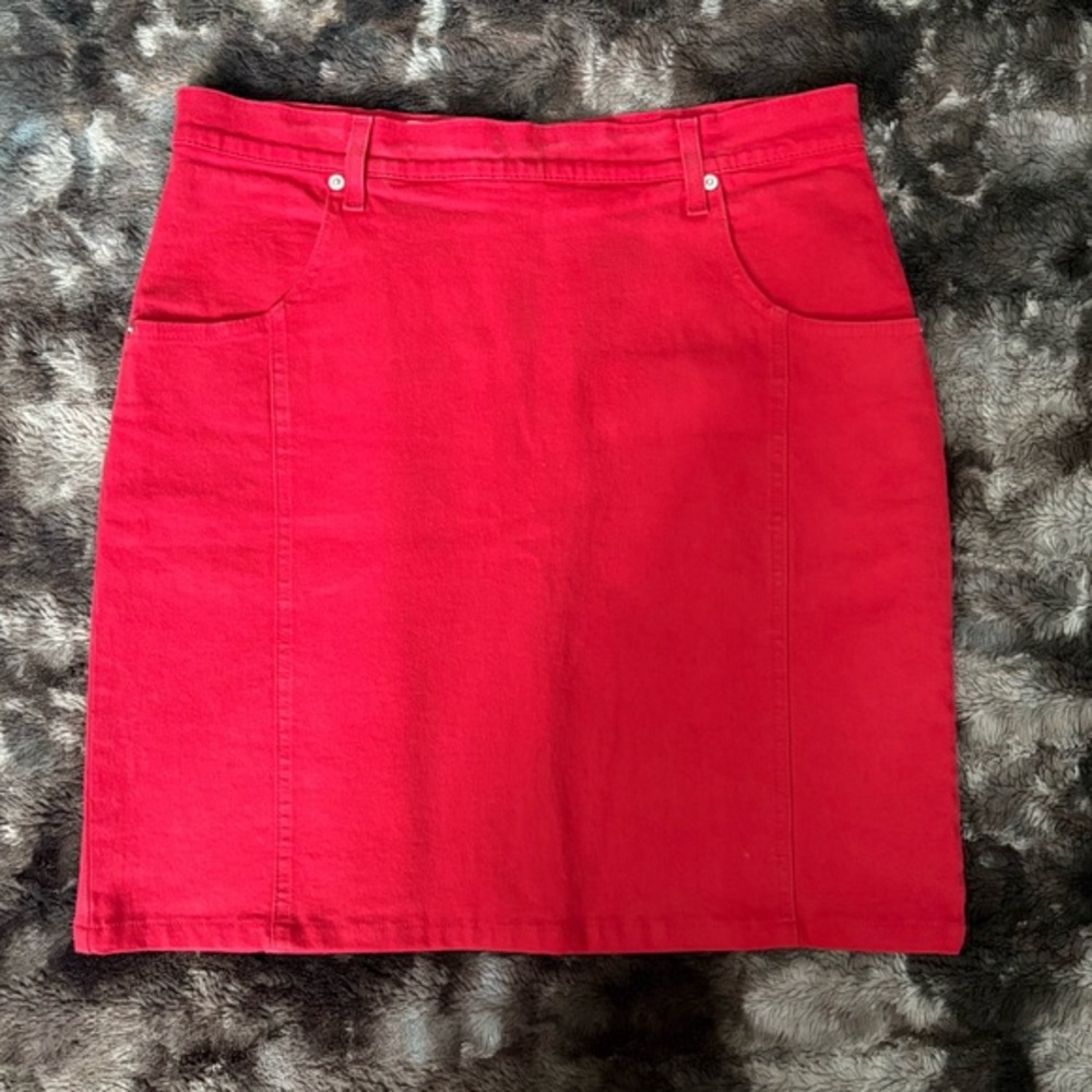 French Dressing - Vintage Red Denim Skirt